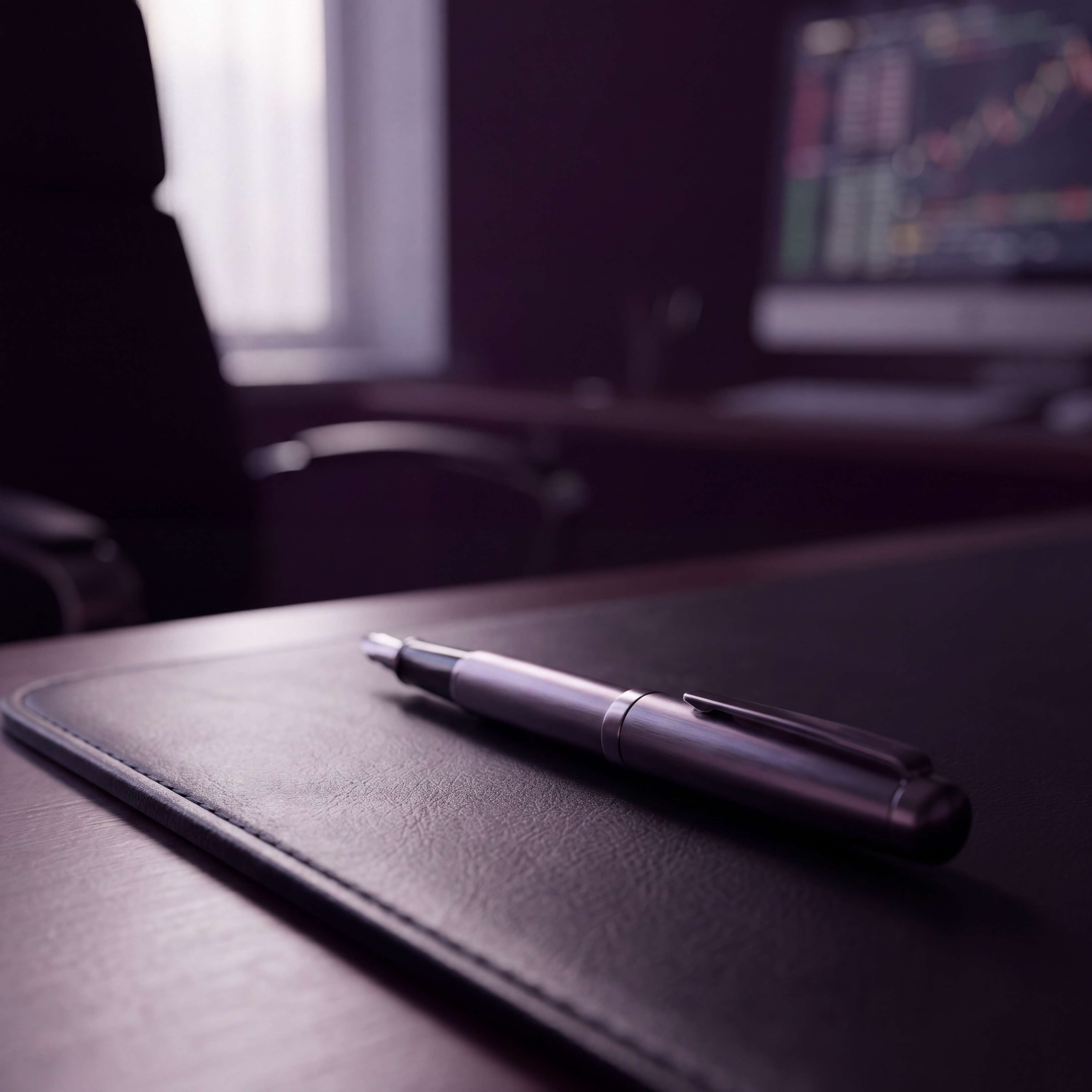 Portfolio documents and a pencil on the adviser's desk
